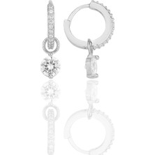 Söğütlü Silver Gümüş Rodyumlu Zirkon Taşlı Halka Küpe SGTL12252RODAJ