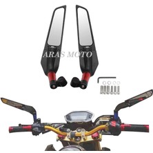 Aras Moto Katlanır Kanat Dikiz Ayna Scooter ve Gidondan Aynalı Tüm Motosikletler ve Atv Uyumlu - Arasmoto