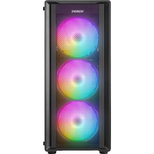 Everest Mıdıon Mesh Peak 350W 4*120MM Rainbow Fanlı Temperli Camlı Mid-T Gaming Oyuncu Kasası