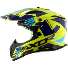 Axor X-Cross X1 Kask Neon Yellow Blue Gloss - Pinlock Dahil