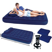 Toptan Bulurum Bestway 67374 Çift Kişilik Şişme Yatak (203CMX152CMX22CM) -2 Adet Yastık ve El Pompası Hediye