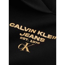 Calvin Klein Jeans Kapüşon Yaka Baskılı Siyah Kadın Sweatshırt J20J221329