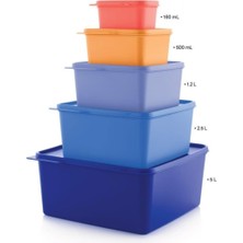 Tupperware Kare Saklama Kabı 5'li Çok Amaçlı Kutu Renkli