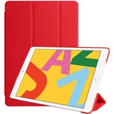 Case 4U Apple iPad 10.2 (8.nesil) Tablet Kılıf Smart Cover Katlanabilir Standlı Tablet Akıllı Kapak Kırmızı