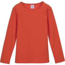 Turuncu Basic Mevsimlik Likralı Uzun Kollu Kız Çocuk Tişört