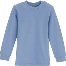 Koyu Mavi Basic Kız Bebek Çıtçıtlı Yaka Kışlık Uzun Kollu Tişört