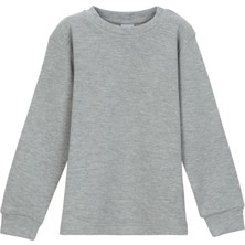 Açık Gri Basic Kız Çocuk Çıtçıtlı Sıfır Yaka Kışlık Uzun Kol Tişört