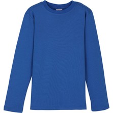 Saks Basic Kışlık Sıfır Yaka Uzun Kollu Kız Çocuk Tişört