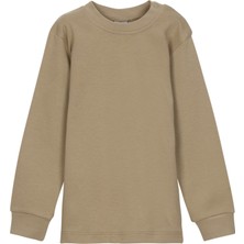 Sütlü Kahve Basic Kız Bebek Çıtçıtlı Yaka Kışlık Uzun Kollu Tişört
