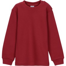 Kırmızı Basic Kız Bebek Çıtçıtlı Yaka Kışlık Uzun Kollu Tişört