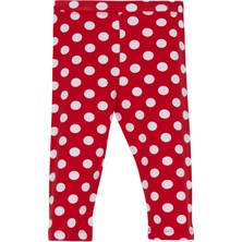 Kırmızı Polka-Dot Kız Çocuk Desenl Diz Altı Tayt Kapri
