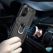 Microsonic Xiaomi Note 12S Kılıf Military Ring Holder Kırmızı