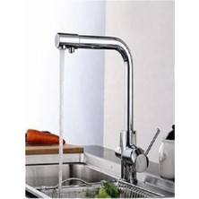 Lupobianco Arıtmalı Krom Lüx Mutfak Evye Bataryası 3 Yollu Çift Su Girişli 5 Yıl Garantili