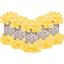 Alize Puffy 5'li Paket El Örgü İpliği Orta Sarı 100 Gr 9 Mt Mikropolyester Özellikli