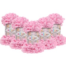 Alize Puffy El Örgü Ipliği 5'li Paket - 185 Pembe - 100 Gr. 9 Mt. Parmak Örgü Ipi