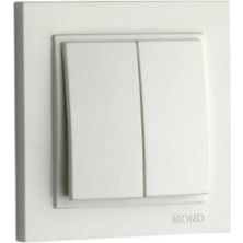 Mono Ikili Anahtar Komütatör + Çerçeve (Beyaz Renk)