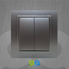 Elbi Zena Komütatör Ikili Anahtar Çerçeveli Metalik Gri