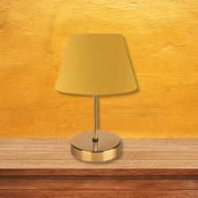 Art&gift Kuzey Gold Gövdeli Abajur Sarı Kumaş Yatak Odası Salon