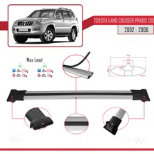 Omad Toyota Land Cruiser Prado (J120) 2002-2006 Arası ile Uyumlu Fly Model Ara Atkı Tavan Barı Gri 3 Adet Bar