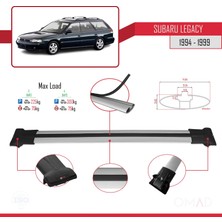 Omad Subaru Legacy 1994-1999 Arası ile Uyumlu Fly Model Ara Atkı Tavan Barı Gri 3 Adet Bar