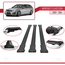 Omad Mercedes C Class (S204) 2007-2014 Arası ile Uyumlu Fly Model Ara Atkı Tavan Barı Siyah 3 Adet Bar