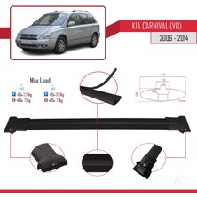 Omad Kia Carnival (Vq) 2006-2014 Arası ile Uyumlu Fly Model Ara Atkı Tavan Barı Siyah 3 Adet Bar