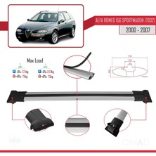 Omad Alfa Romeo 156 Sportwagon (T932) 2000-2007 Arası ile Uyumlu Fly Model Ara Atkı Tavan Barı Gri 3 Adet Bar