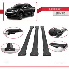 Omad Isuzu D-Max 2016-2019 Arası ile Uyumlu Fly Model Ara Atkı Tavan Barı Siyah 3 Adet Bar