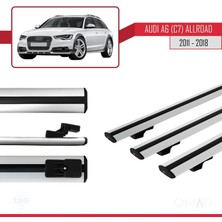 Omad Audi A6 Allroad (C7) 2011-2018 Arası ile Uyumlu Basıc Model Ara Atkı Tavan Barı Gri 3 Adet