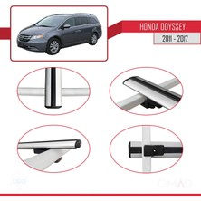 Omad Honda Odyssey 2011-2017 Arası ile Uyumlu Basıc Model Ara Atkı Tavan Barı Gri 3 Adet