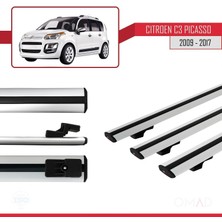 Omad Citroen C3 Picasso 2009-2017 Arası ile Uyumlu Basıc Model Ara Atkı Tavan Barı Gri 3 Adet