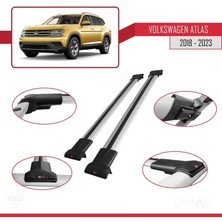 Omad Volkswagen Atlas 2018 ve Sonrası ile Uyumlu Fly Model Ara Atkı Tavan Barı Gri