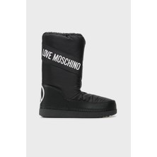 Love Moschino Suya Dayanıklı Logolu Büzgülü Kar Botu Dış Materyal Tekstil Düz Topuk Bayan Kar Botu