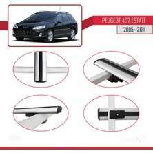 Omad Peugeot 407 Estate 2005-2011 Arası ile Uyumlu Basıc Model Ara Atkı Tavan Barı Gri