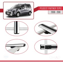 Omad Peugeot Partner Tepee 2008-2018 Arası ile Uyumlu Basıc Model Ara Atkı Tavan Barı Gri