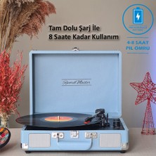 Record Master St14012 Retro Pikap - Pudra Mavi - Bluetooth Ve Şarj Özellikli - Tüm Plakları Çalabilme