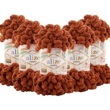 Alize Puffy El Örgü Ipliği 5'li Paket - 597 Tarçın - 100 Gr. 9 Mt. Parmak Örgü Ipi