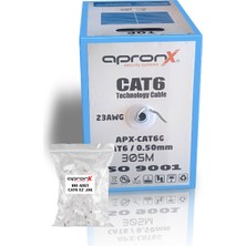 Apronx Cat6 23AWG 305 Metre 0,50MM Gri Utp Kablo +100 Adet Ez Jak