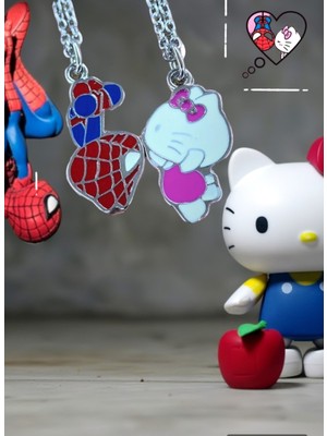 Shopiolog Hello Kitty Spiderman Sevgili Çift Kolye (2 Adet Kolye )