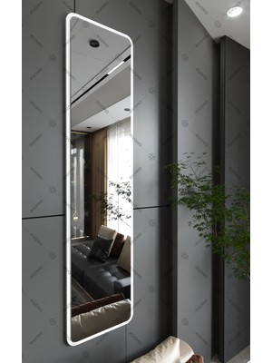 Rivomo Beyaz Oval 170X40 Dekoratif Boy Aynası