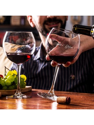 Hediyesepeti Hediye Sepeti İsim Yazılı Piedmont 2'li Şarap Kadeh Seti