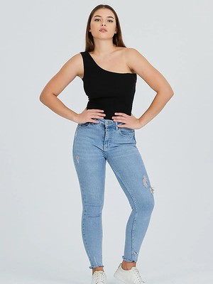 Uğur Böceği Ticaret Siyah Tek Omuz Çıtçıtlı Bodysuit