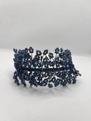 Nes Accessoire Mavi Kristal Boncuklu Gelin Kına Düğün Nişan Tacı