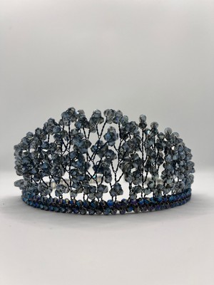 Nes Accessoire Mavi Kristal Boncuklu Gelin Kına Düğün Nişan Tacı
