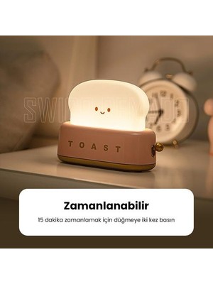 Bestone Usb Sevimli Tost Ekmeği Şeklinde Led Gece Lambası - Pembe (Yurt Dışından)