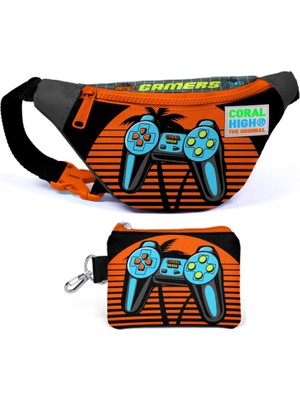 Coral High Turuncu Gamers Bel Çantası ve Bozuk Para Çantası Seti - Erkek Çocuk