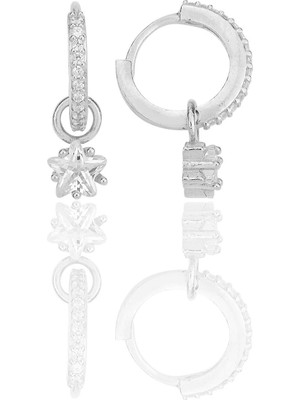Söğütlü Silver Gümüş Rodyumlu Yıldız Kesim Zirkon Taşlı Halka Küpe SGTL12251RODAJ