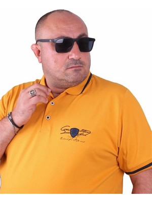 Starbattal Büyük Beden Polo Yaka Tişört Casual 23419 Hardal