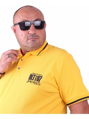 Starbattal Büyük Beden Polo Yaka Tişört Ninety Seven 23417 Sarı