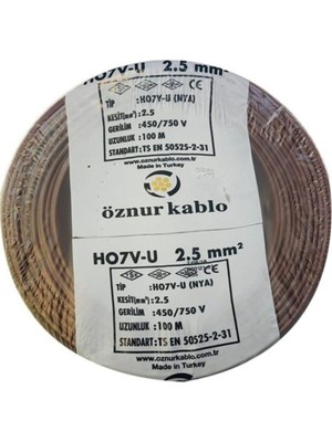 Öznur 2,5 Nya Kablo Kahve 100 Metre 2,5 Nya